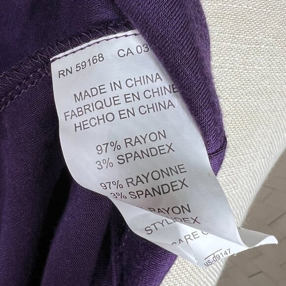 Karen Kane Purple Sequin Bling Floral Short Sleeve Tee T-Shirt Top Size XL - Picture 7 of 8